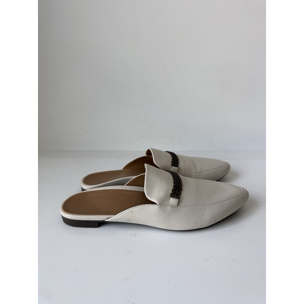 Vionic Adeline Women's Slip-on Mule Loafers Size 10 Ivory Leather Flat Shoes